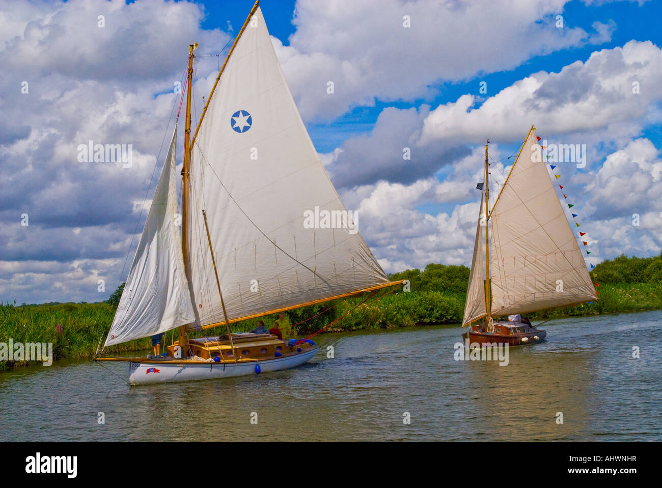Sailing Boats On The Norfolk Broads Stock Photo Alamy