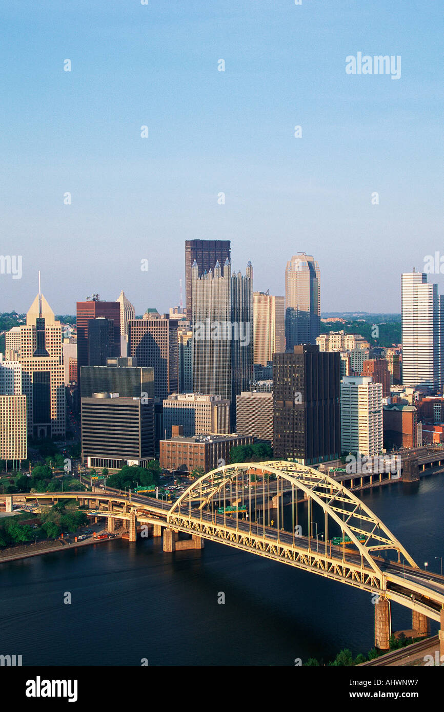 Overhead view of Pittsburgh Liberty Bridge Stock Photo