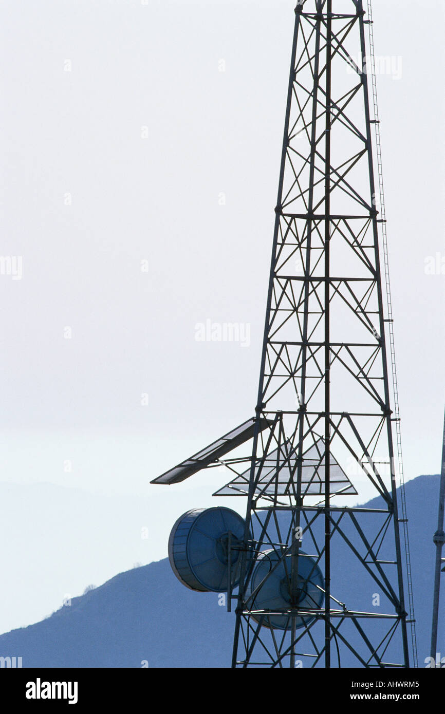 Antenna and relay dishes Stock Photo