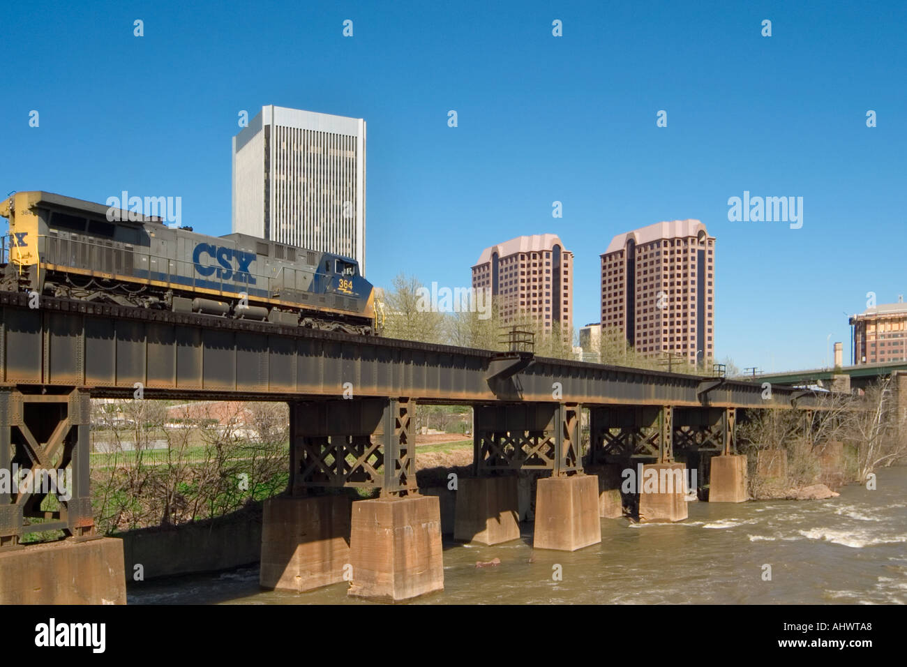 Train along James River Richmond Virginia Stock Photo Alamy