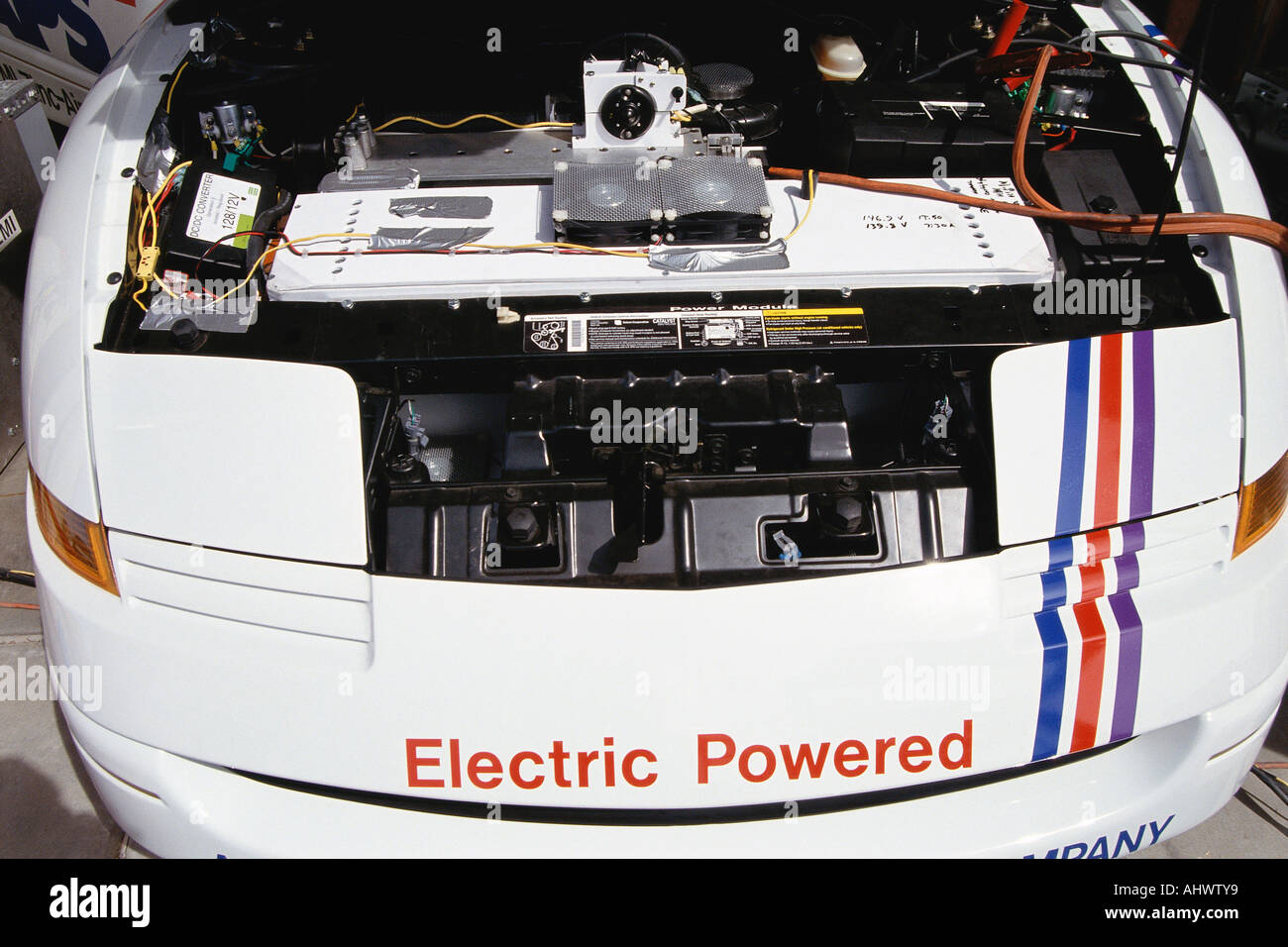 Engine of electric powered car Stock Photo