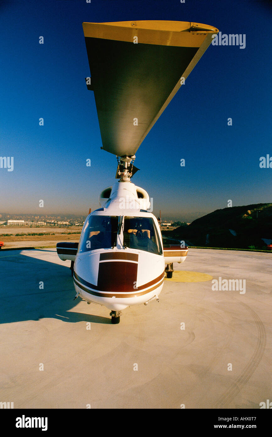 Helicopter on landing pad Stock Photo Alamy