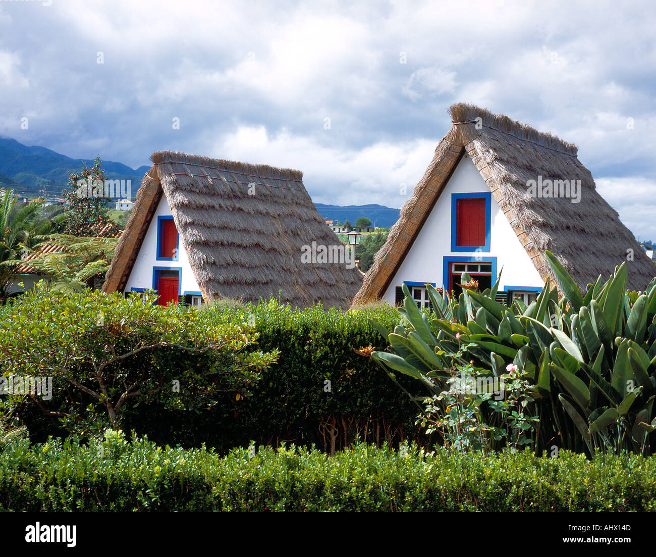 typical house Santana, Madeira, Portugal, Europe. Photo by Willy Matheisl Stock Photo