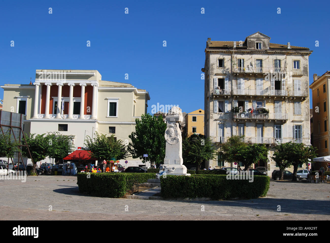Old Port Square, Corfu Old Town, Kerkyra, Corfu, Ionian Islands, Greece Stock Photo