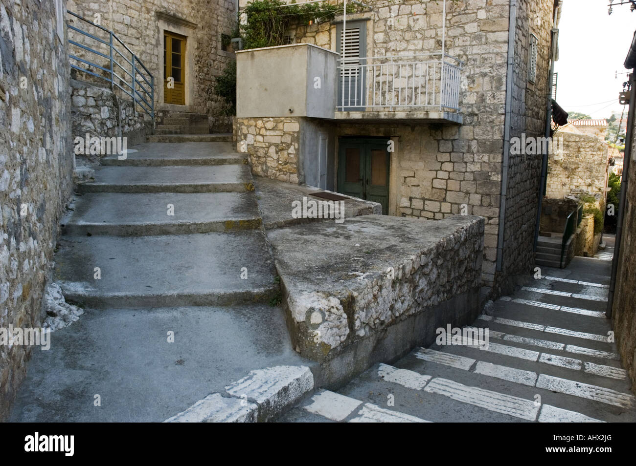 A back alley in Hvar, Croatia. Stock Photo