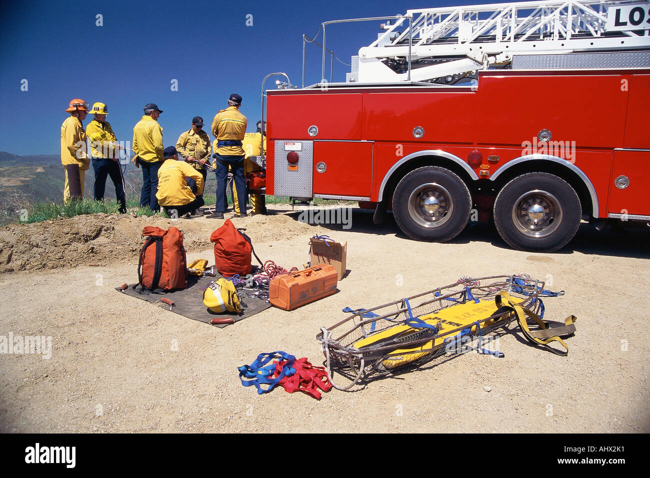 Emergency equipment and rescue team Stock Photo