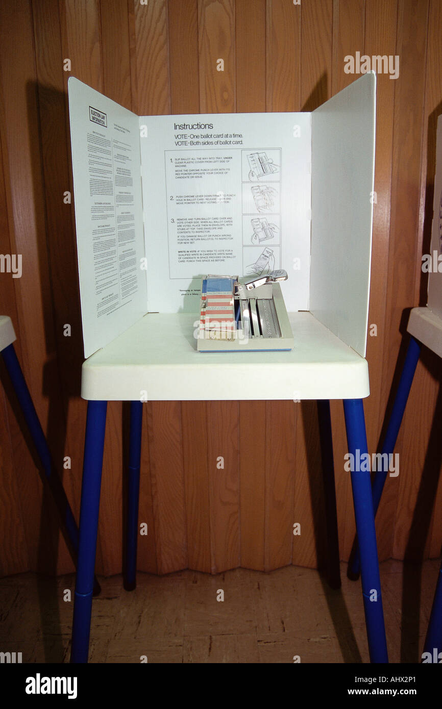 Display showing voting booth mechanism Stock Photo