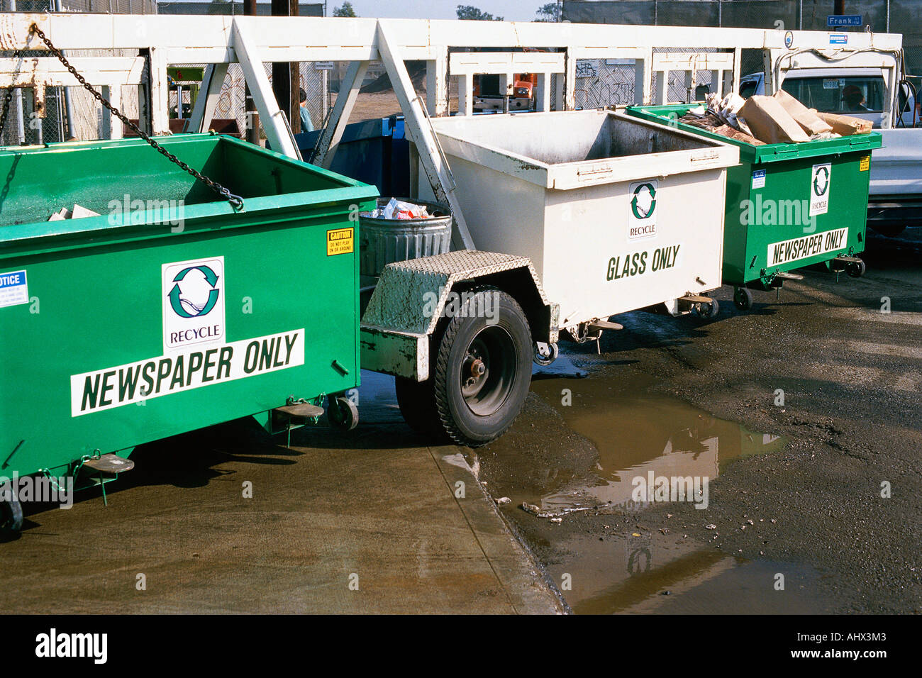 Recycling bins on wheels Stock Photo Alamy