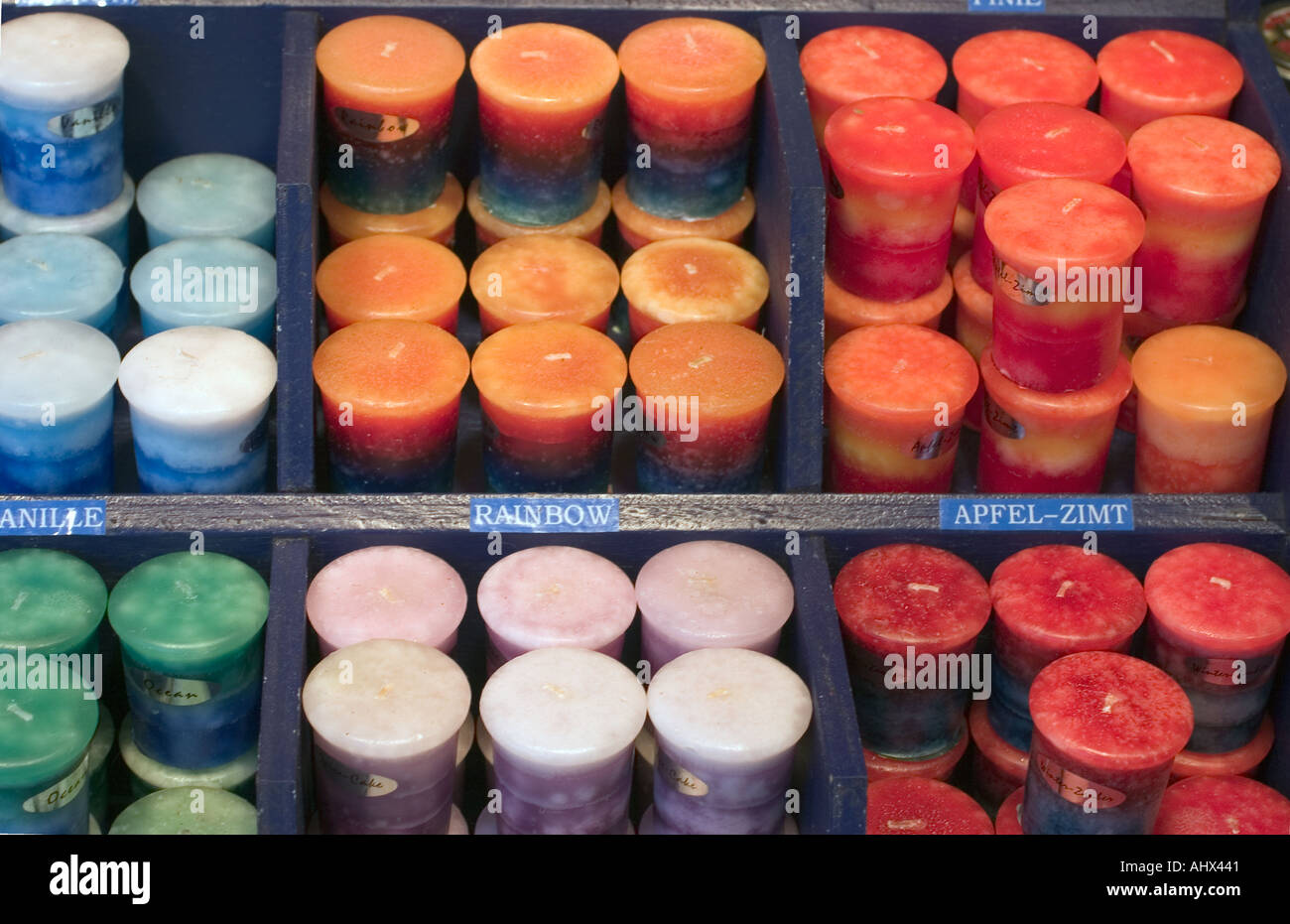 macro image of fragrance candles wax cylinder having a wick in the center  Stock Photo