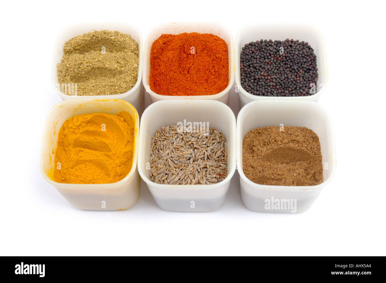 Six main spices of Indian cuisine in daily use Stock Photo Alamy