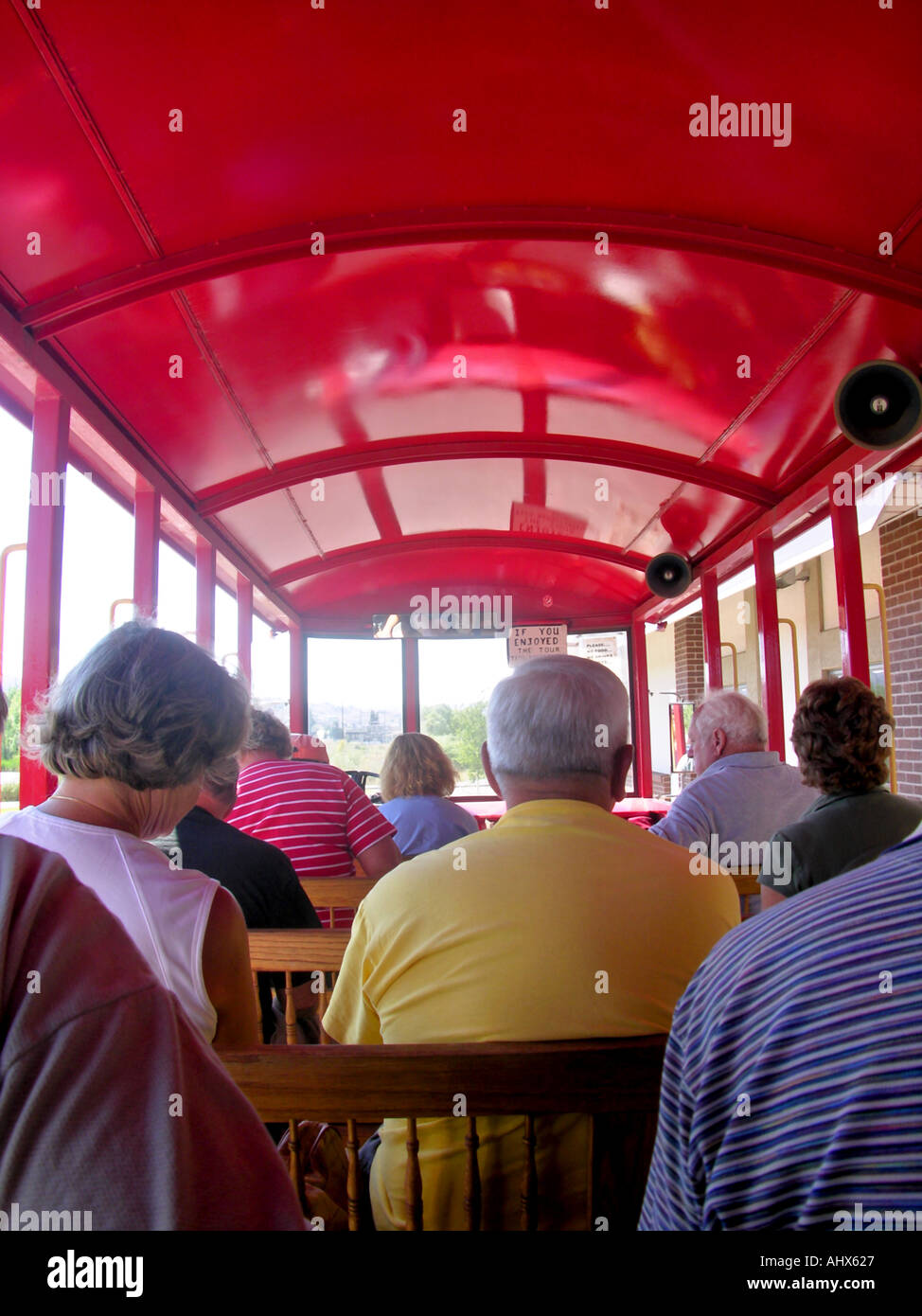 Tourists on Open Air Bus Stock Photo Alamy
