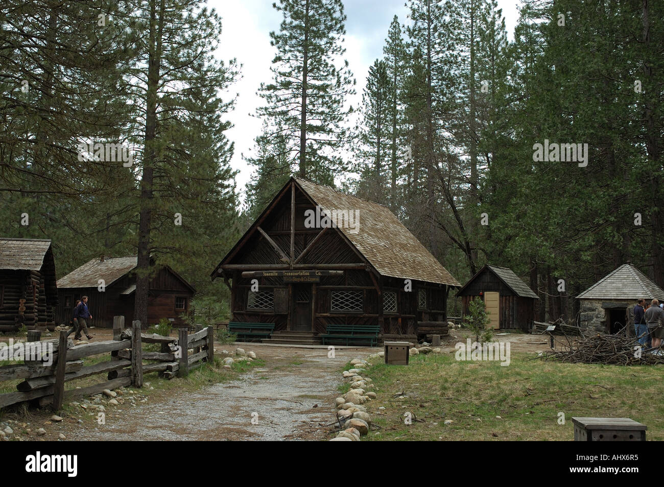 Old buildings at the Pioneer Yosemite History Center, Yosemite Stock