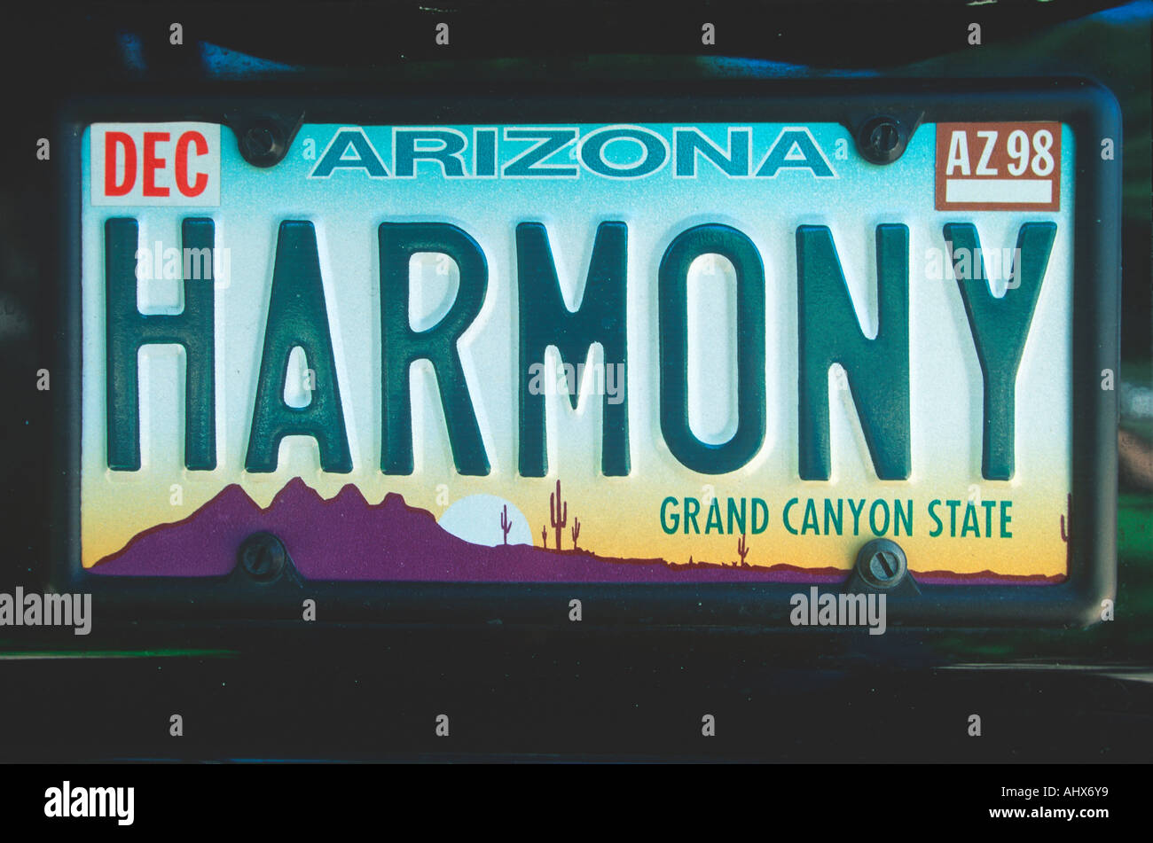 Vanity License Plate Arizona Stock Photo Alamy