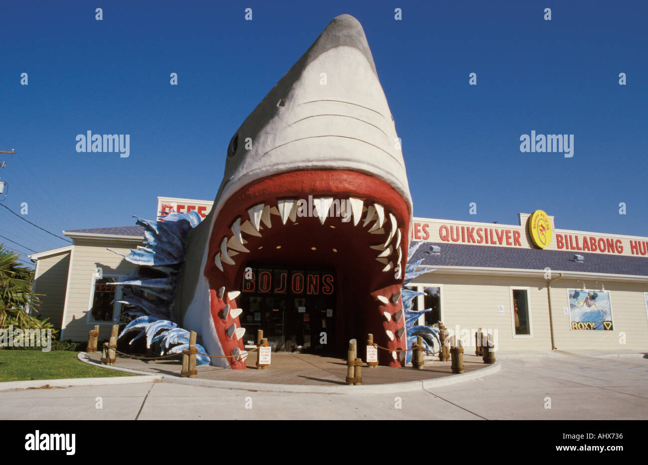 Corpus Christi Texas USA Surf Shop with Shark entrance Stock Photo - Alamy