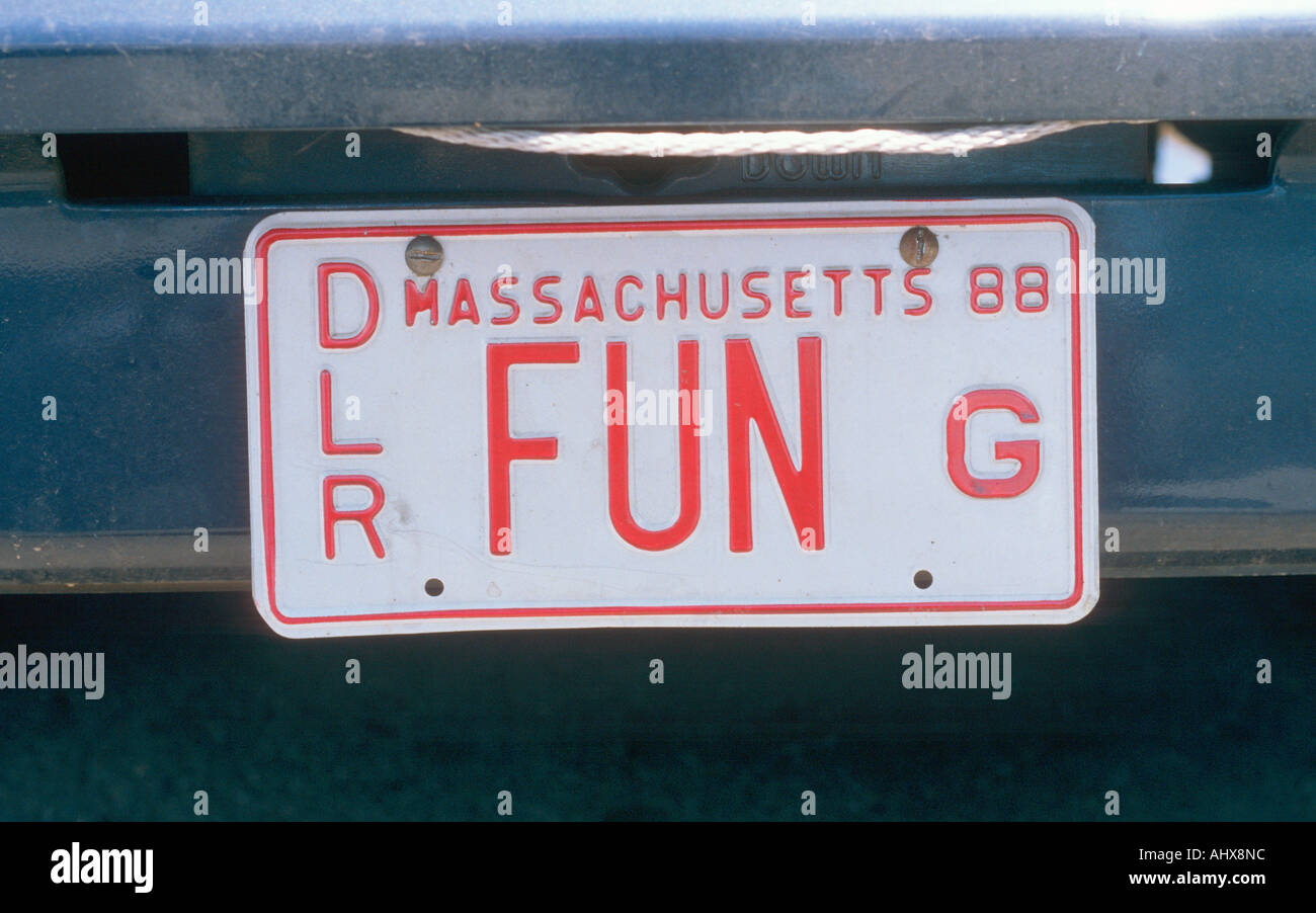 Vanity License Plate Massachusetts Stock Photo Alamy