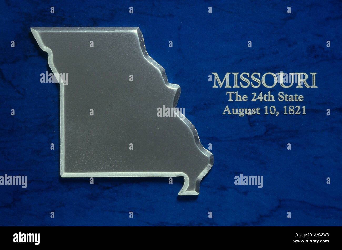 Silver Map of Missouri Stock Photo