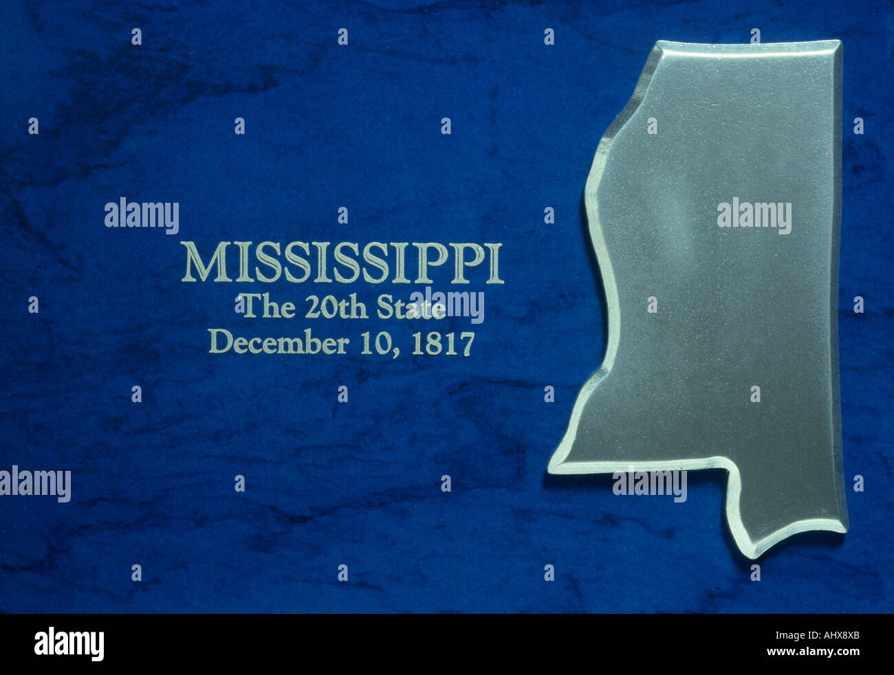 Silver Map of Mississippi Stock Photo
