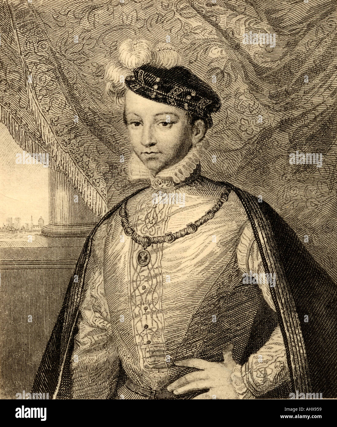 Francis II, 1544 - 1560.  King of France and  King consort of Scotland by his marriage to Mary, Queen of Scots Stock Photo