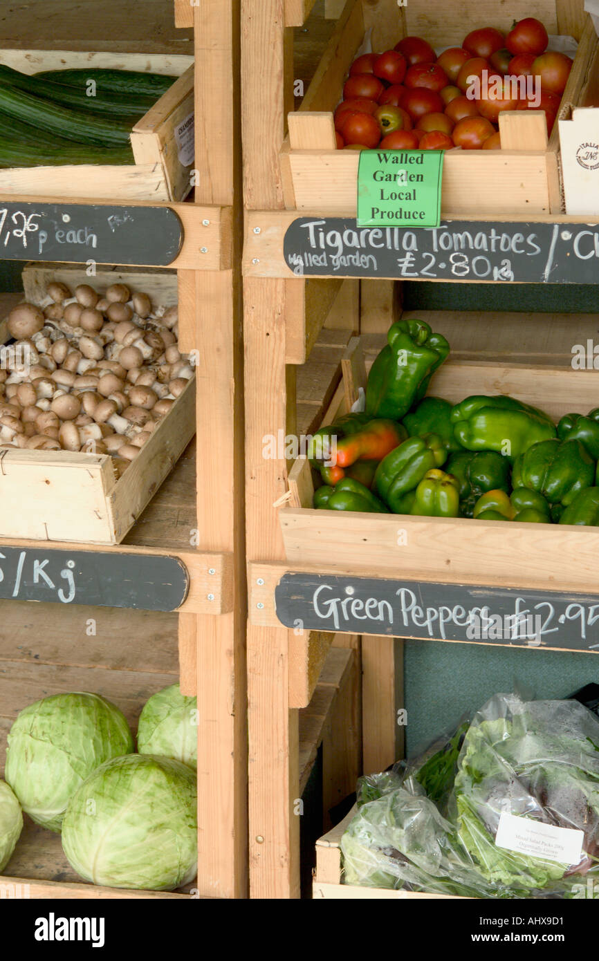 shelves of organic produce in organic supermarket Bristol UK Stock Photo