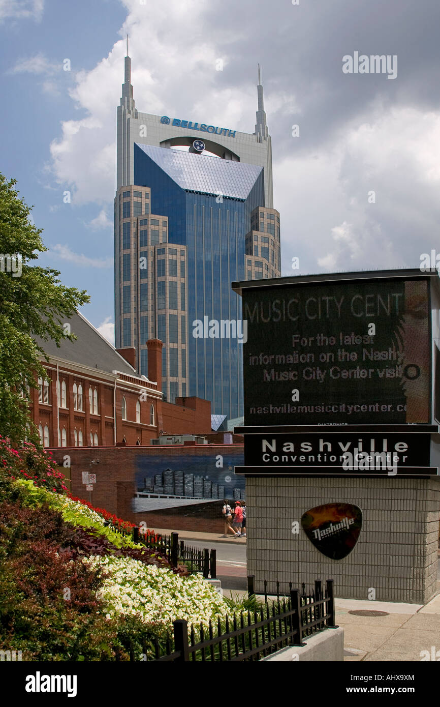 The Bellsouth building as seen from Broadway,Downtown Nashville,Tennessee,USA Stock Photo
