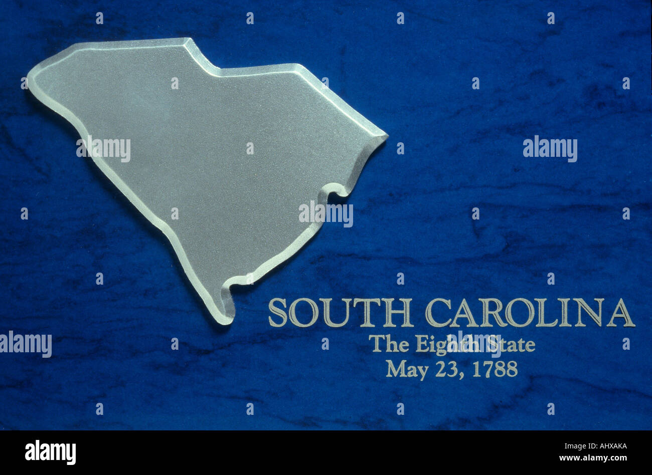 Silver Map of South Carolina Stock Photo