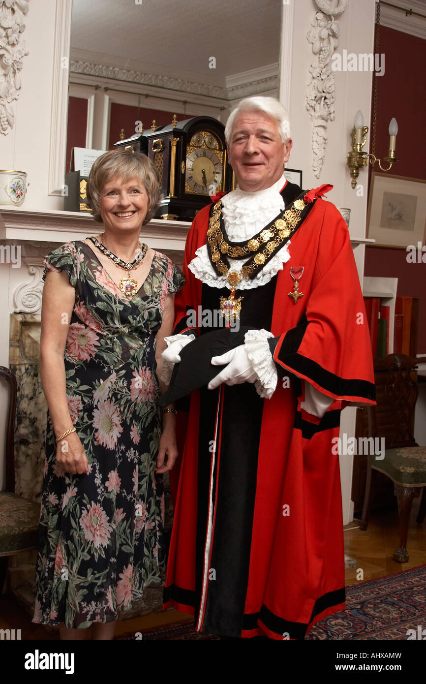 Robin Jowit His Worship the Lord Mayor of Richmond on Thames and wife Daphne Mayoress at Mayor Making Ceremony May 2005 Stock Photo