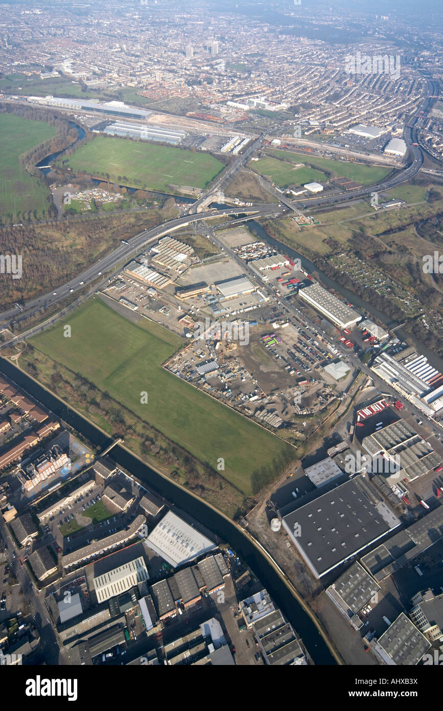 Hackney Works High level oblique aerial view north east of Hackney Wick Works Arena ...