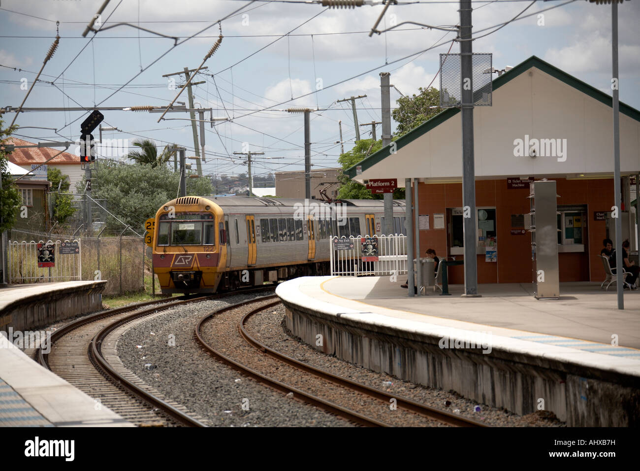 Suburban electric train at Park Road railway station in Brisbane Queensland QLD Australia Stock Photo