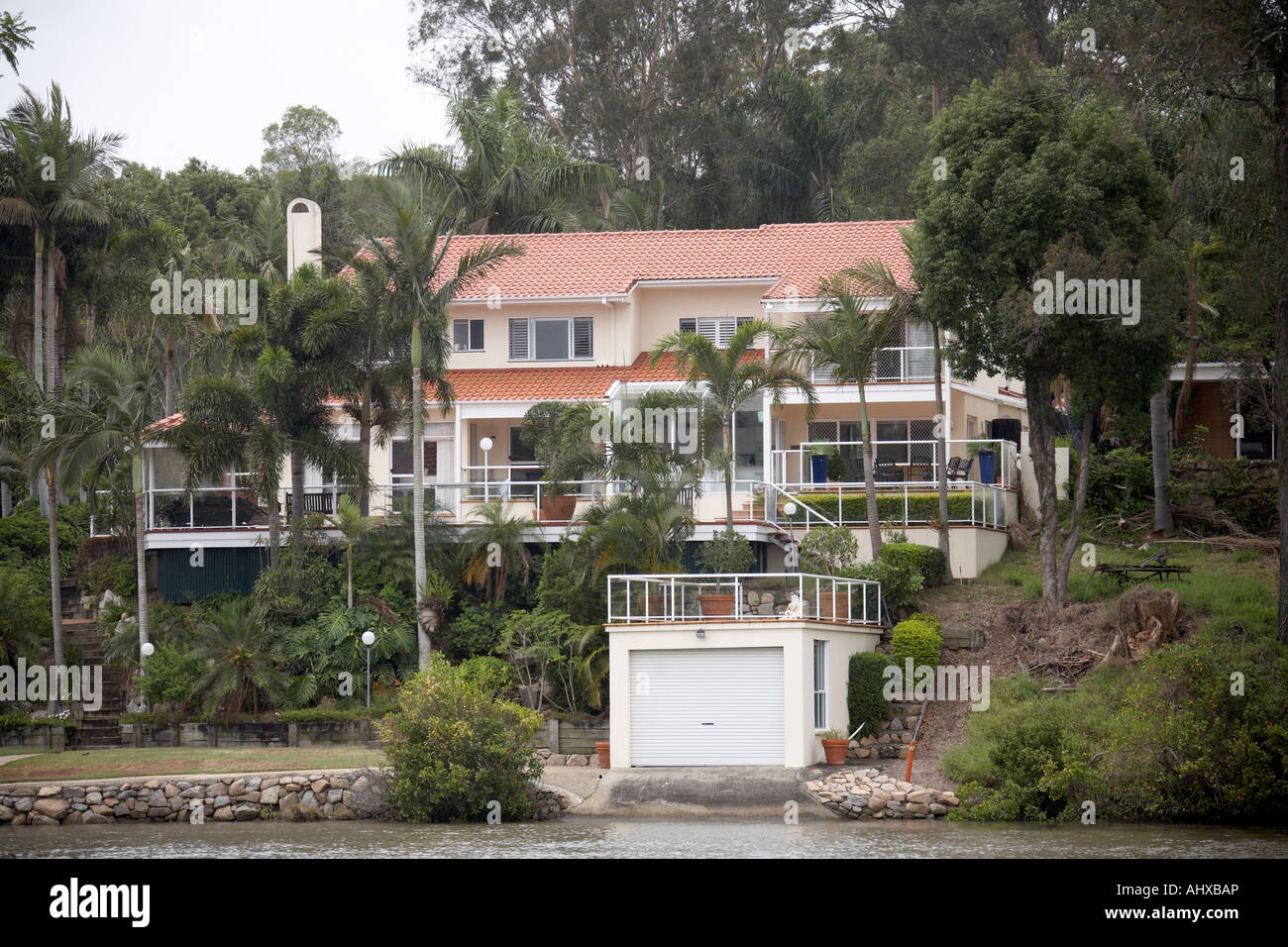 Expensive house or residential property overlooking river in south west