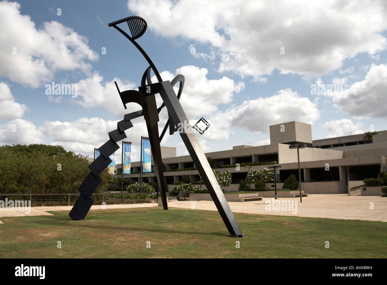 Abstract steel sculpture in Brisbane Queensland QLD Australia Stock Photo