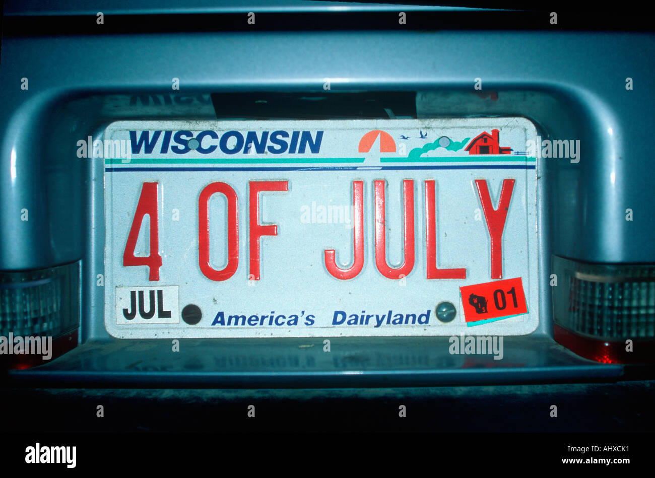 Vanity License Plate Wisconsin Stock Photo Alamy