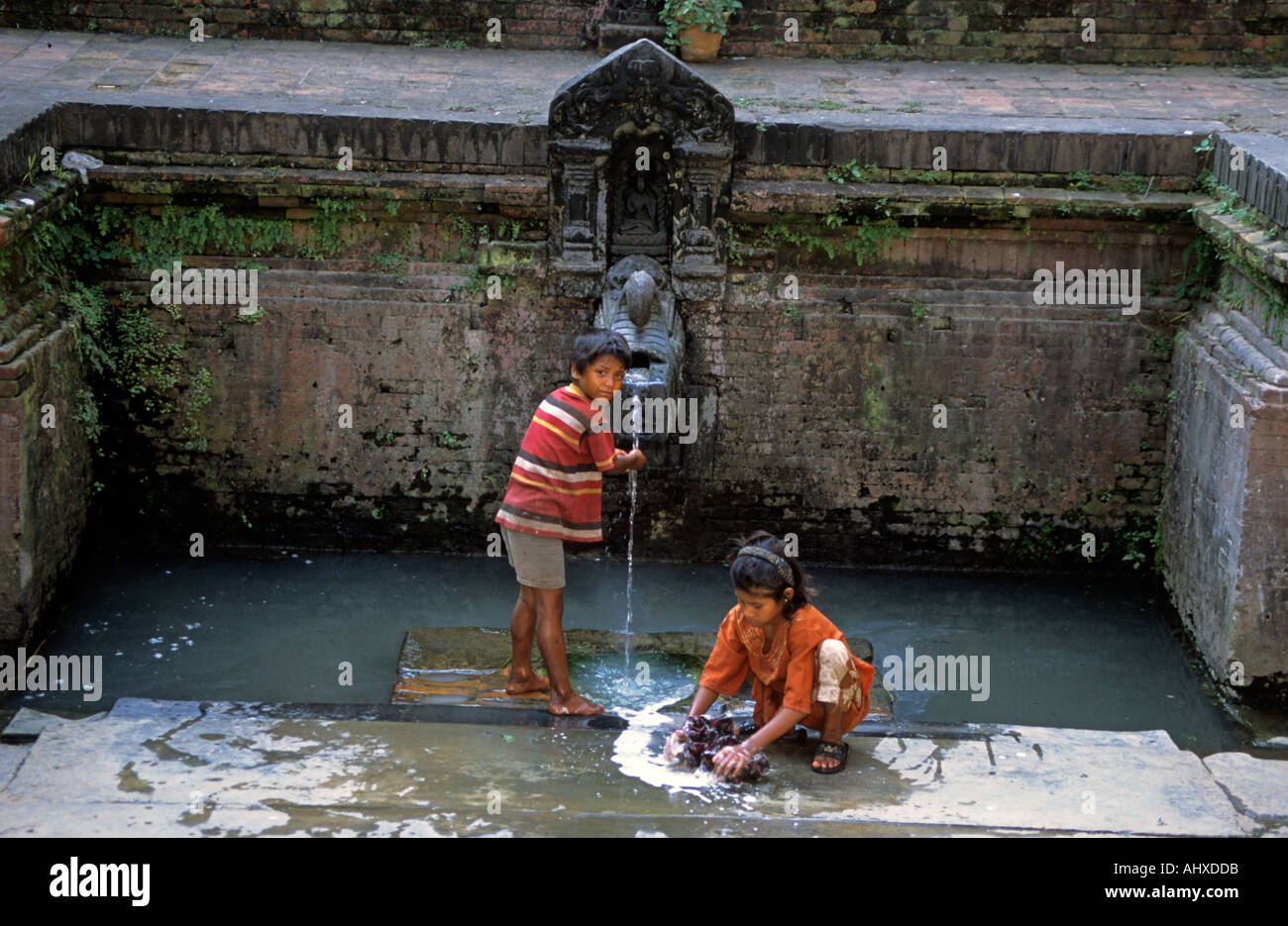 Open air laundry in Bhaktapur City of Devotees Kathmandu Valley Nepal