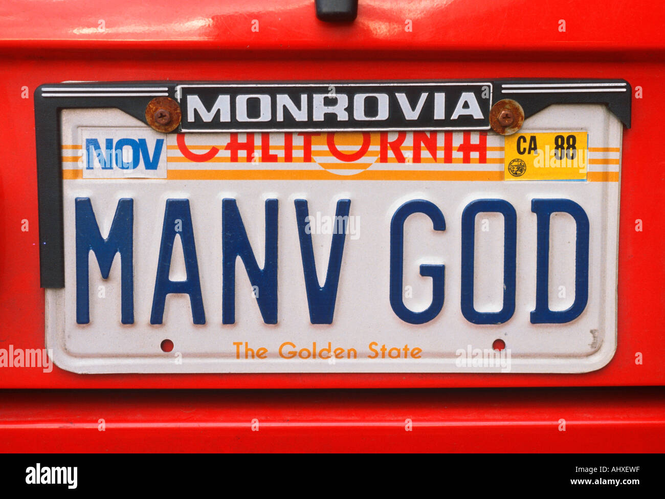 Vanity License Plate California Stock Photo Alamy