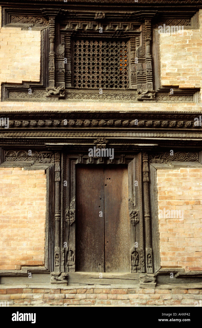 Wooden Door And Window In Newari Style Kathmandu Valley