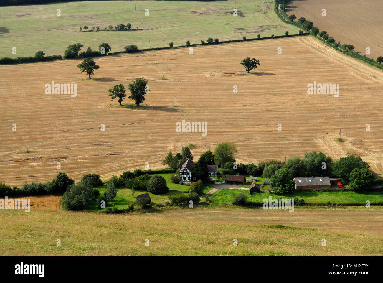 Country house viewed from Lawley Hill Shropshire England Stock Photo
