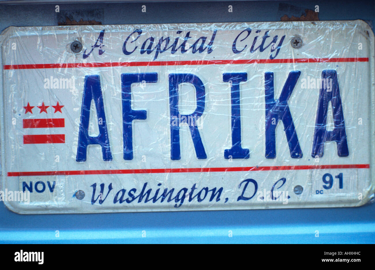 Vanity License Plate Washington DC Stock Photo Alamy