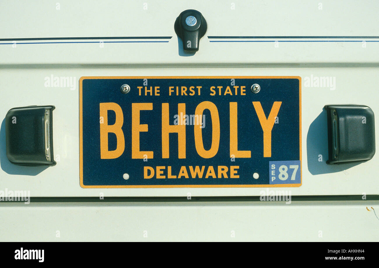 Vanity License Plate Delaware Stock Photo Alamy