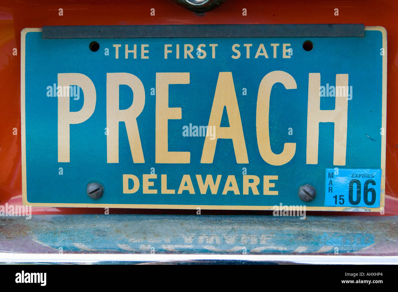 Vanity License Plate Delaware Stock Photo