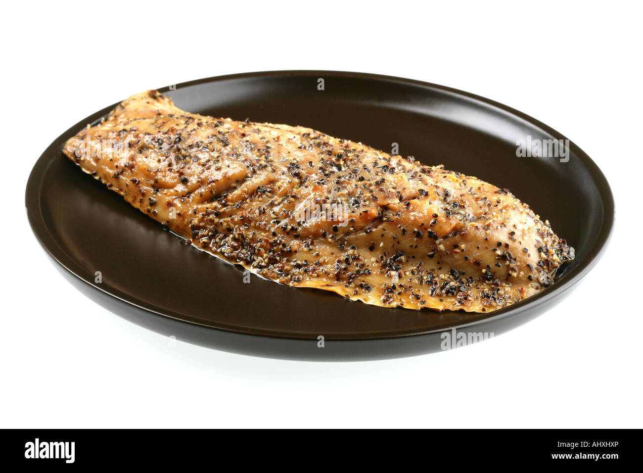 Fillet Of Healthy Oily Peppered Mackerel Fish, Isolated On White, With