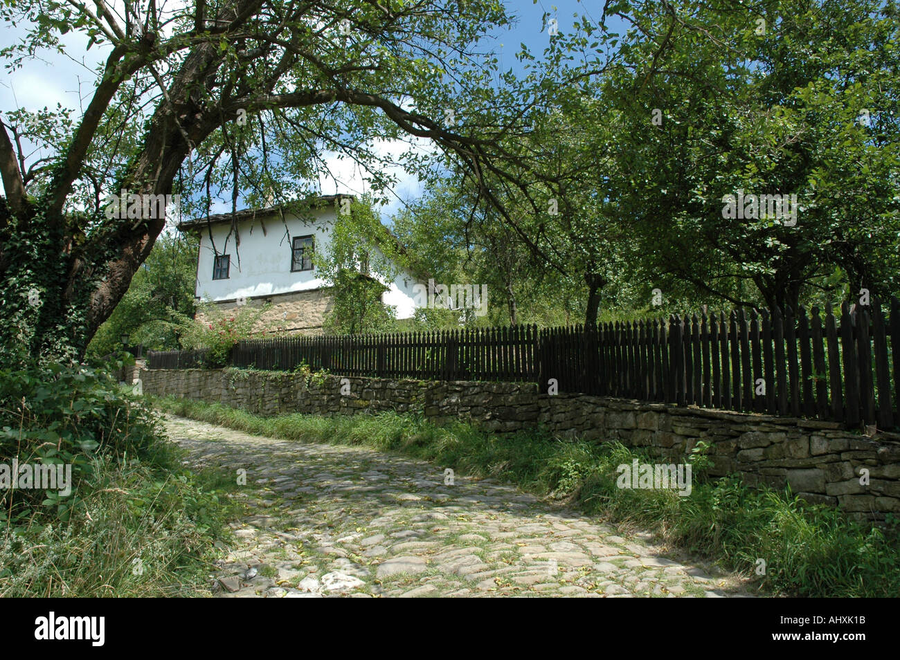 Bulgarian traditional old house in the country side in the summer Stock ...