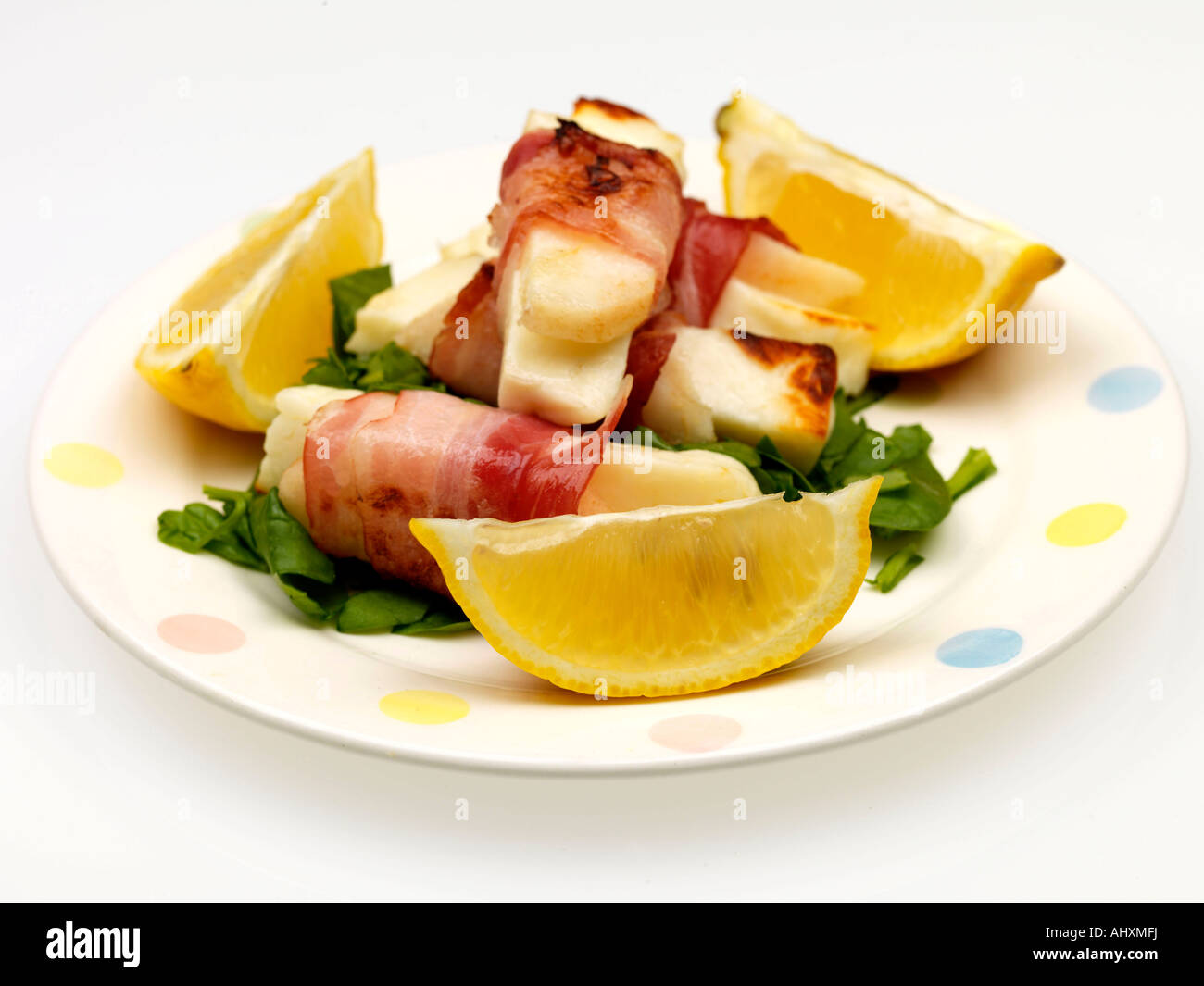 Halloumi Cheese Wrapped in Pancetta Stock Photo Alamy