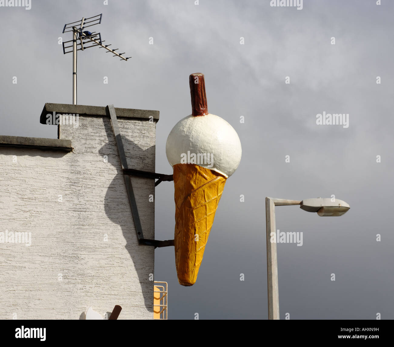 A large icecream cone on the side of an icecream parlour in Blackpool UK Stock Photo