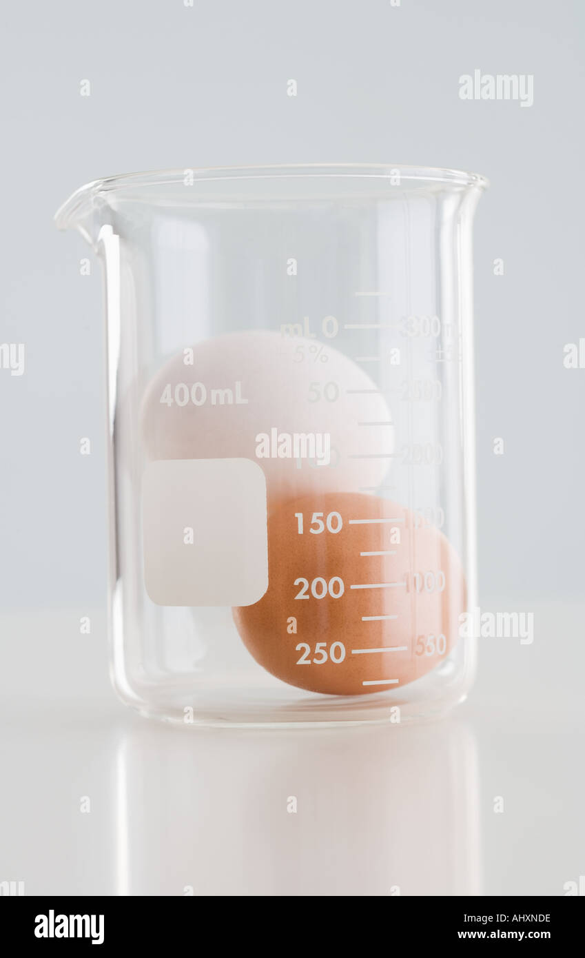 Eggs in glass beaker Stock Photo Alamy