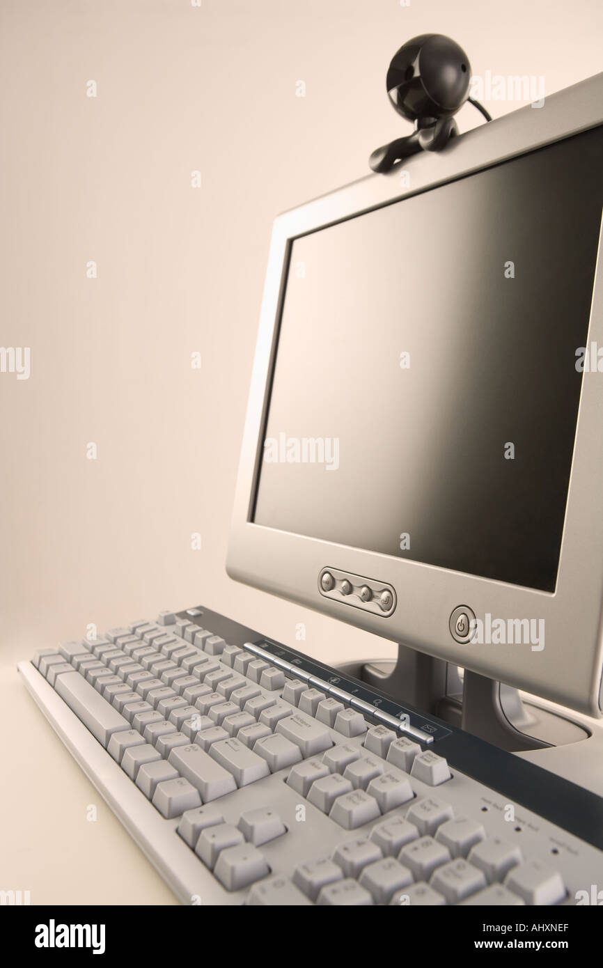 Computer with webcam attachment Stock Photo