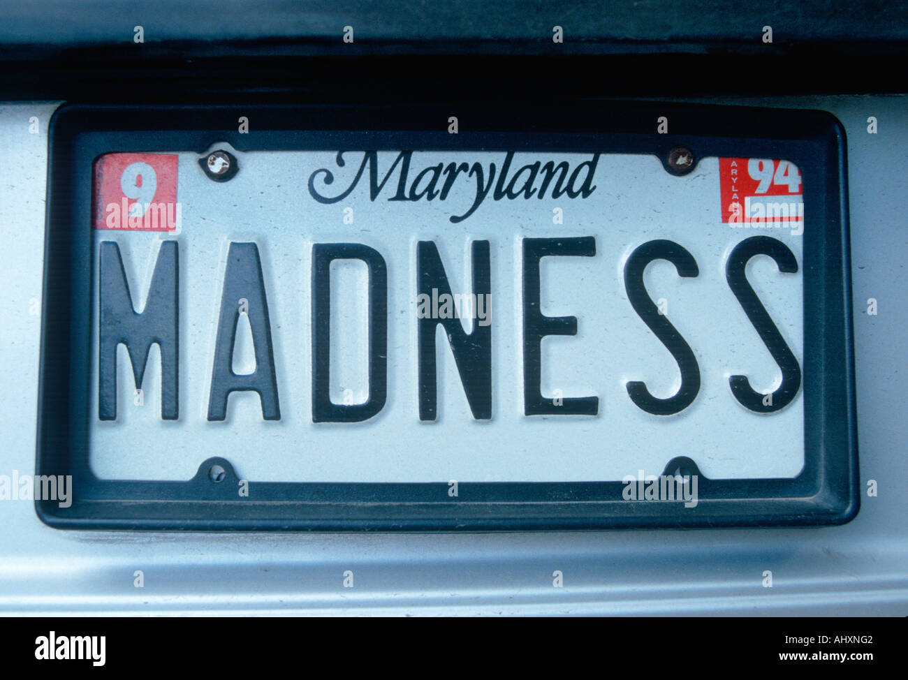 Vanity License Plate Maryland Stock Photo Alamy
