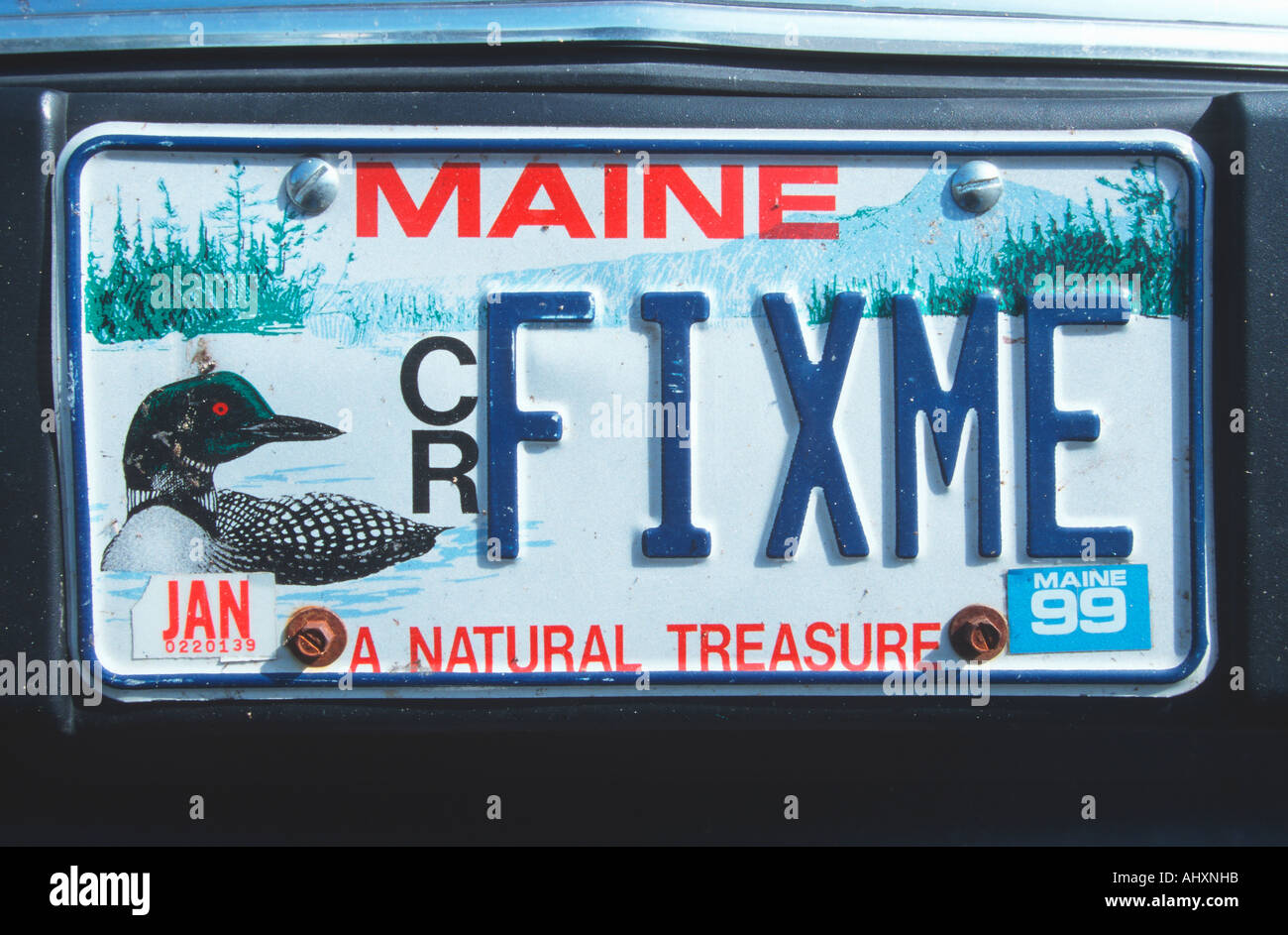 Vanity License Plate Maine Stock Photo Alamy
