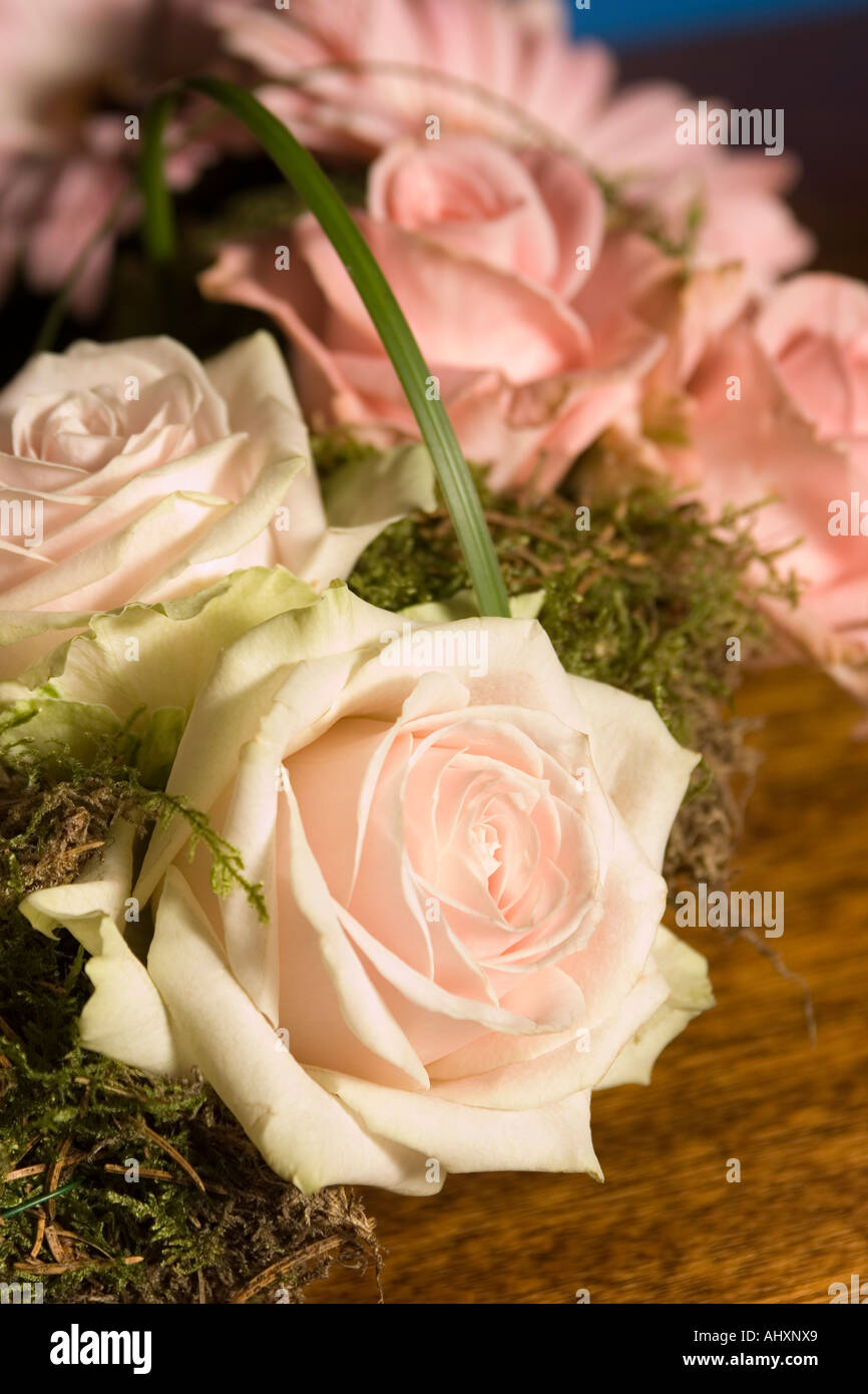 floral table decoration arrangement of roses Stock Photo