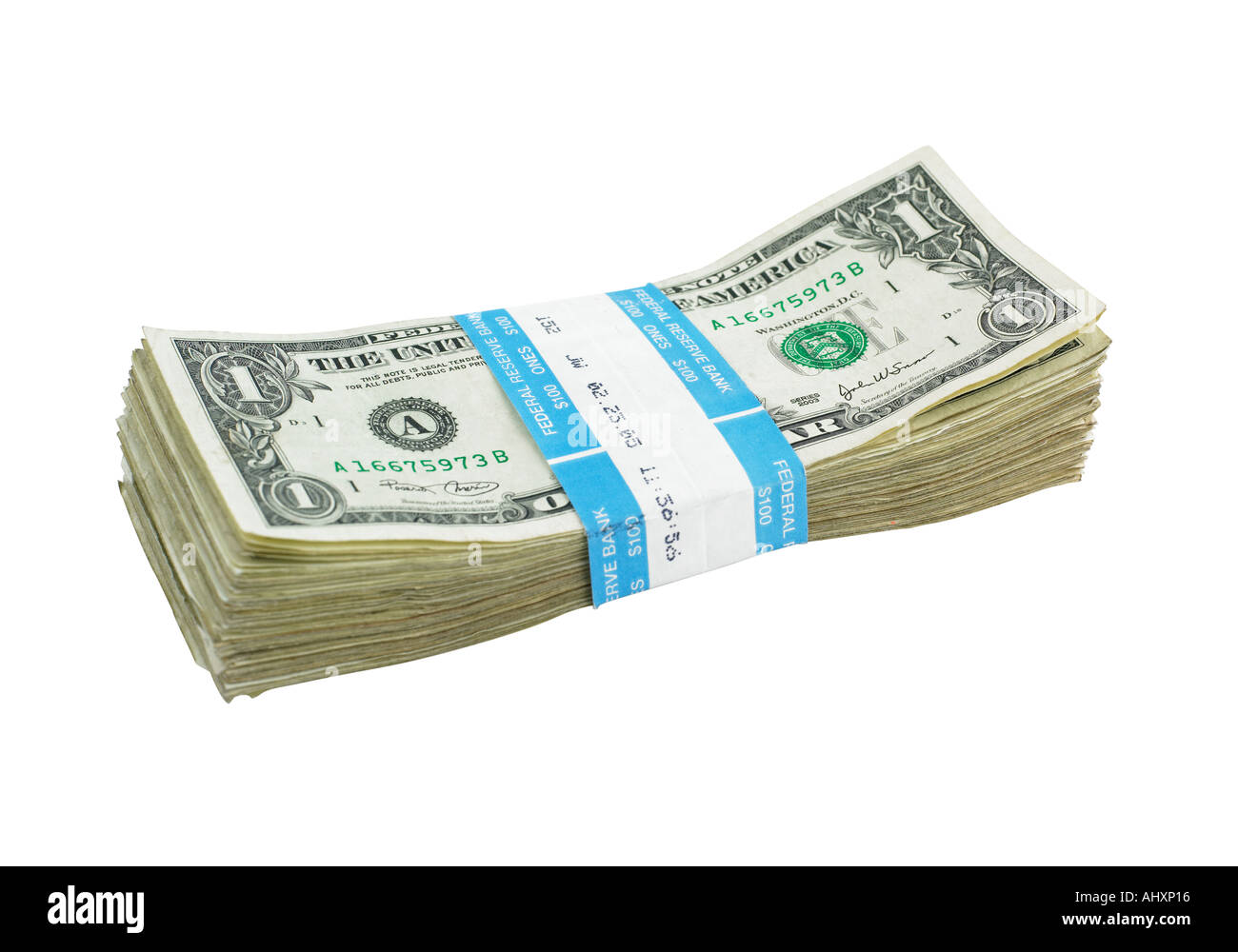 Dollar bills with paper band Stock Photo Alamy