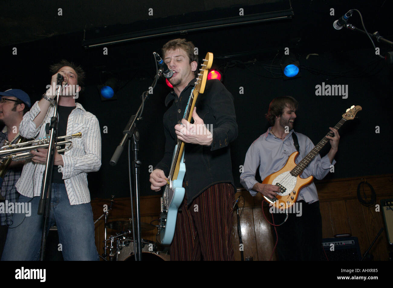 Rock band playing in a club Stock Photo Alamy