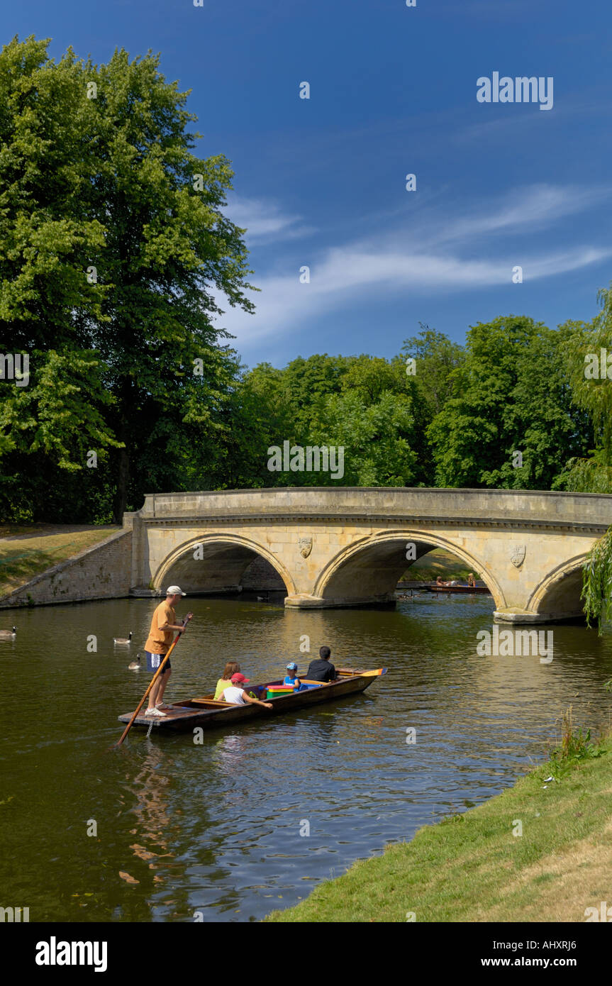 Punting on river Cam near Garret Hostel bridge Cambridge England Stock Photo